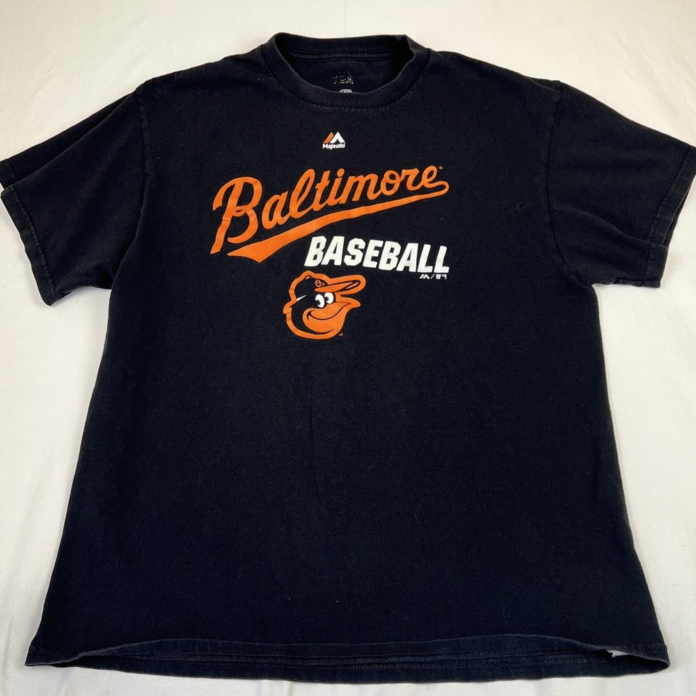 Majestic Baltimore Orioles Baseball T-Shirt Mens Large Black Cotton 2852X